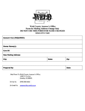 Weld County Mailing Address Change Form