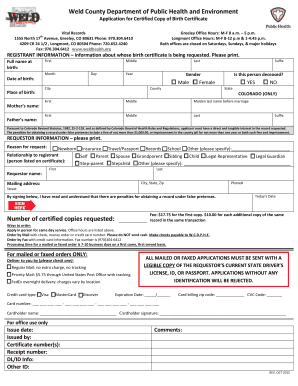 Colorado Birth Certificate Application