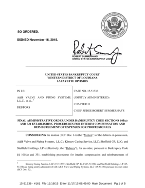 ROBERT SUMMERHAYS UNITED STATES BANKRUPTCY JUDGE UNITED STATES BANKRUPTCY COURT WESTERN DISTRICT OF LOUISIANA LAFAYETTE DIVISION IN RE: CASE NO