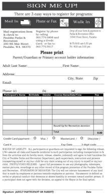 Poulsbo Parks and Recreation Registration Form