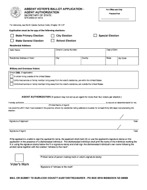 Absentee Voter Ballot Application