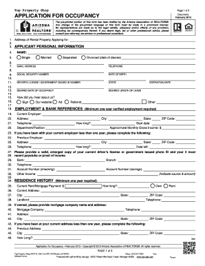 Arizona Application for Occupancy