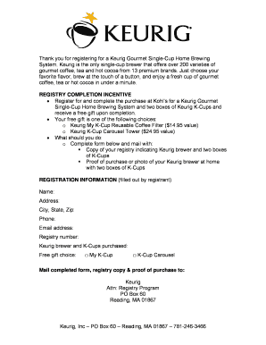 Keurig Brewer Registration Form