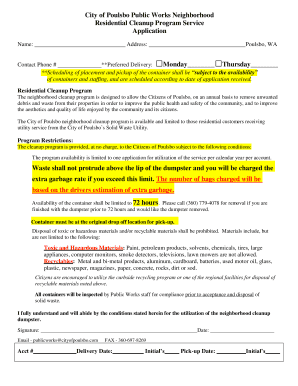 City of Poulsbo Residential Cleanup Program Application