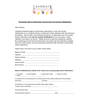 Permission Slip for Topical Medication Administration
