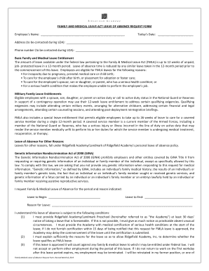 Family Medical Leave of Absence Request Form