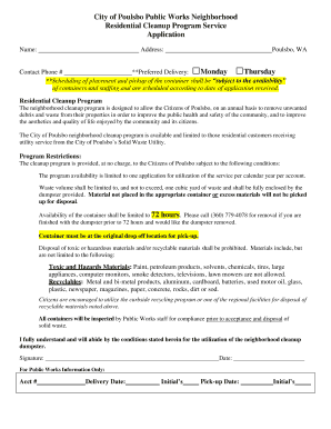 City of Poulsbo Residential Cleanup Program Application