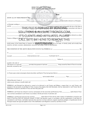 Full reconveyance form washington state - lost deed of trust bond