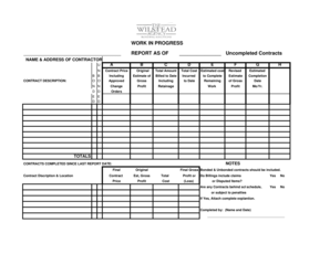 Uncompleted Contracts Report