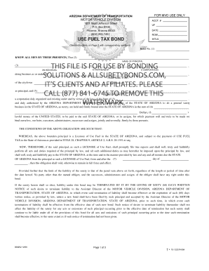 Arizona Use Fuel Tax Bond