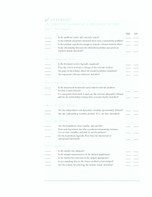 Research Report Critique Checklist