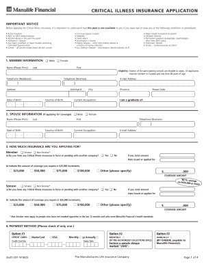 Critical Illness Insurance Application