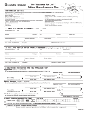 Critical Illness Insurance Application