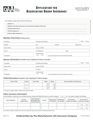 Application for Association Group Insurance