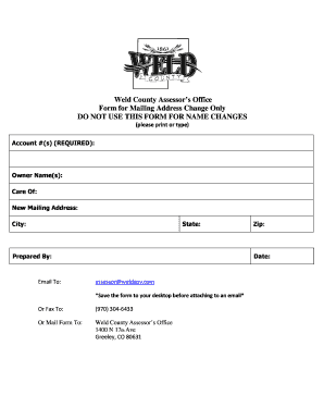 Weld County Mailing Address Change Form