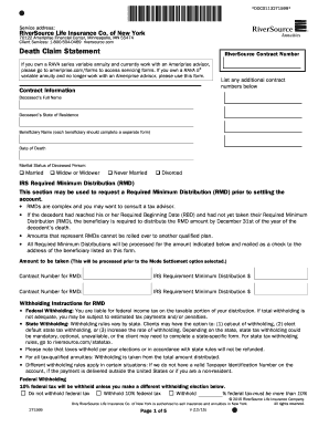 RiverSource Death Claim Statement