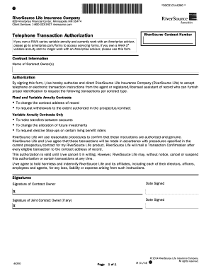 RiverSource Telephone Transaction Authorization