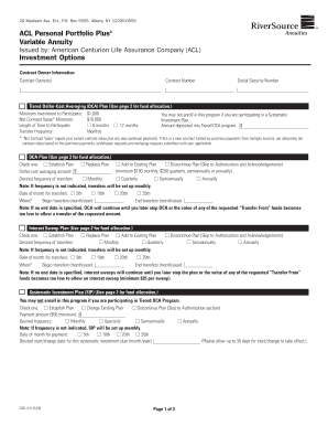 ACL Personal Portfolio Plus2 Variable Annuity Investment Options