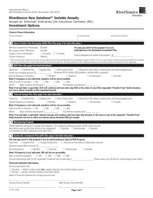 RiverSource Variable Annuity Investment Options Form