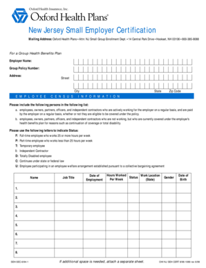 New Jersey Small Employer Certification