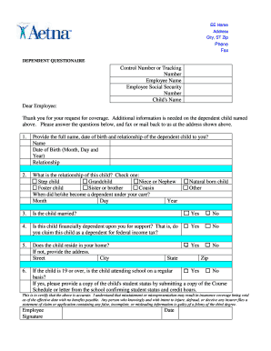 Dependent Questionnaire Form
