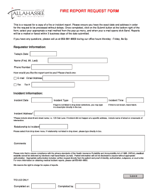 Fire Report Request Form