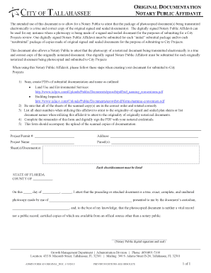 Notary Public Affidavit for City Projects