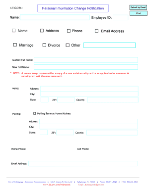Personal Information Change Notification