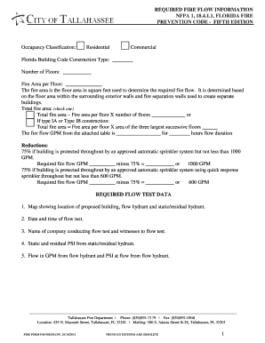 Florida Fire Flow Information Form