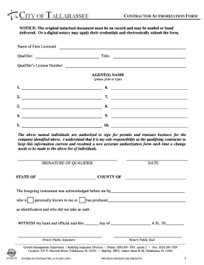 Contractor Authorization Form