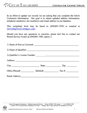 Contractor License Update Form