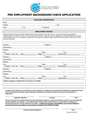 Pre-Employment Background Check Application