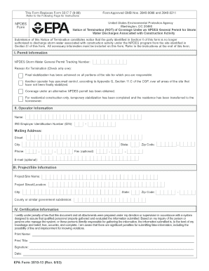 Notice of Termination of NPDES Stormwater Permit