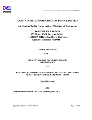 Tender Document for Housekeeping and Conservancy at ICDTNPM2015