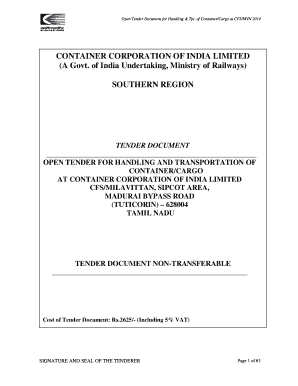 Open Tender Document for Handling &amp; Tpt