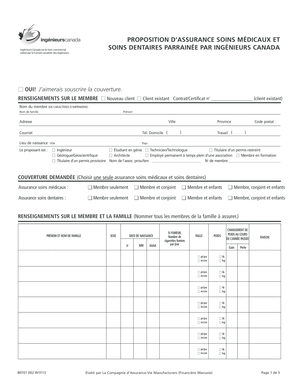 Proposition d’assurance soins médicaux et soins dentaires
