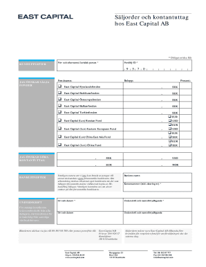 East Capital AB Sales Order and Cash Withdrawal Form
