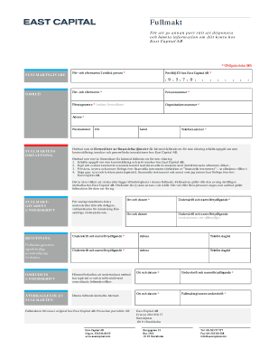 Power of Attorney for East Capital Account