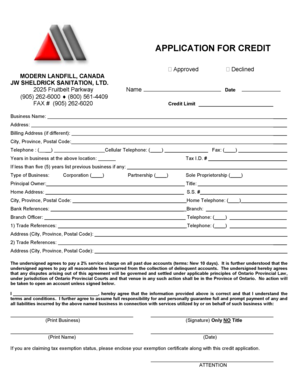 Application for Credit
