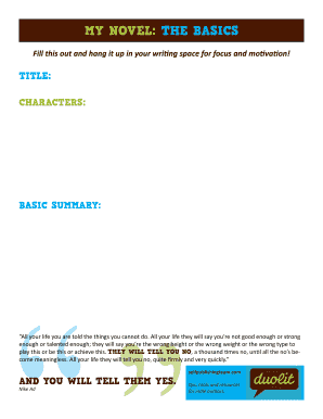 Novel Writing Motivation Form
