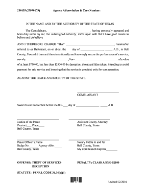Theft of Services Complaint Form