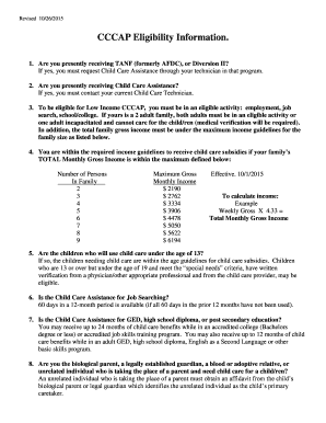 Colorado Child Care Assistance Program Eligibility Form