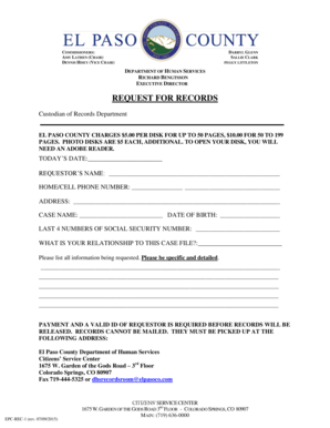El Paso County Records Request Form