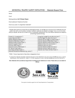 Municipal Traffic Safety Materials Request Form