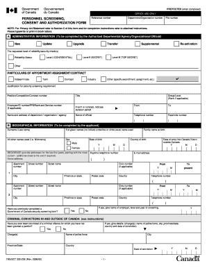 Canada Personnel Screening Consent Form