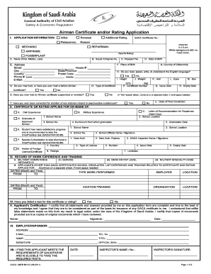 Airman Certificate and/or Rating Application