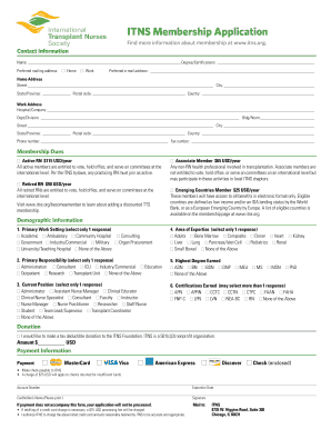 ITNS Membership Application Form