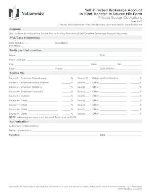 Self-Directed Brokerage Account In-Kind Transfer Form