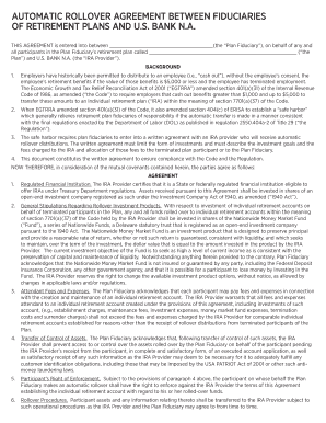 Automatic Rollover Agreement Between Fiduciaries