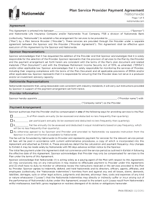 Plan Service Provider Payment Agreement